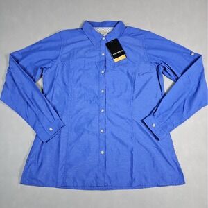 ExOfficio Womens Blue Vented Sun Protection Button Up Shirt Size Large NWT